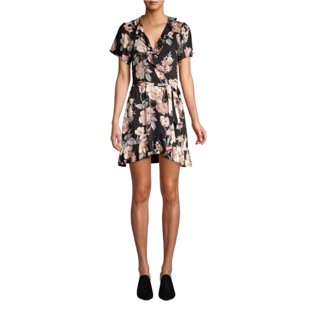 Paige Cardamom Floral Wrap Dress XS Whimsy Goth Witchy Dark Feminine Pleasant